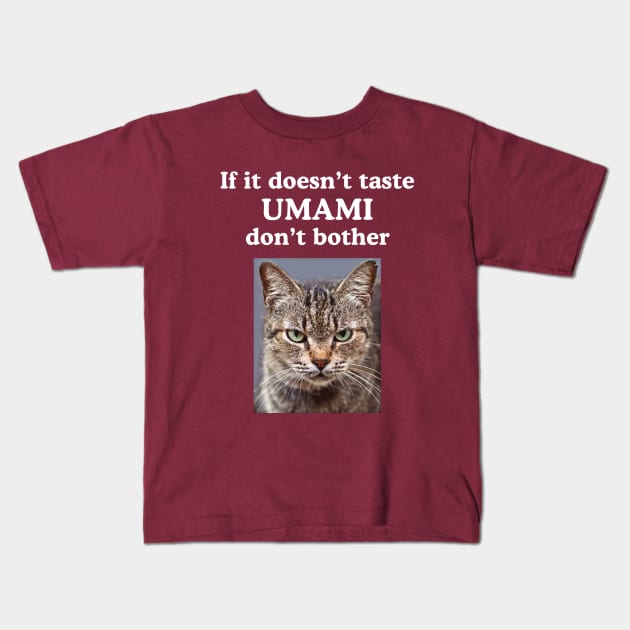 Umami Flavor Asian Japanese Food Grumpy Foodie Funny Kitty Kids T-Shirt by Pine Hill Goods